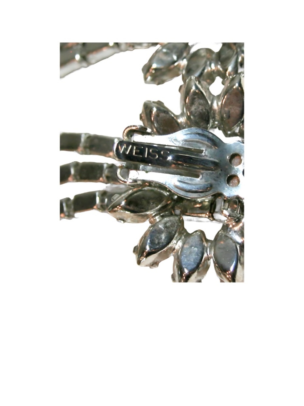 Vintage Weiss Clip Rhinestone Dangle Earrings - Picture 5 of 6